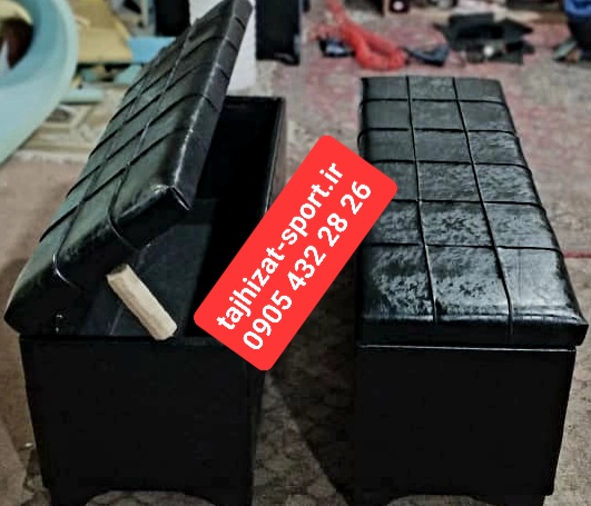 پاف و نیمکت باکس دار ابعاد ۴۰ در ۱۲۰ نیکمت انتظار اداری چرم مشکی